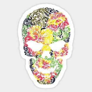 Tropical Floral Skull Sticker